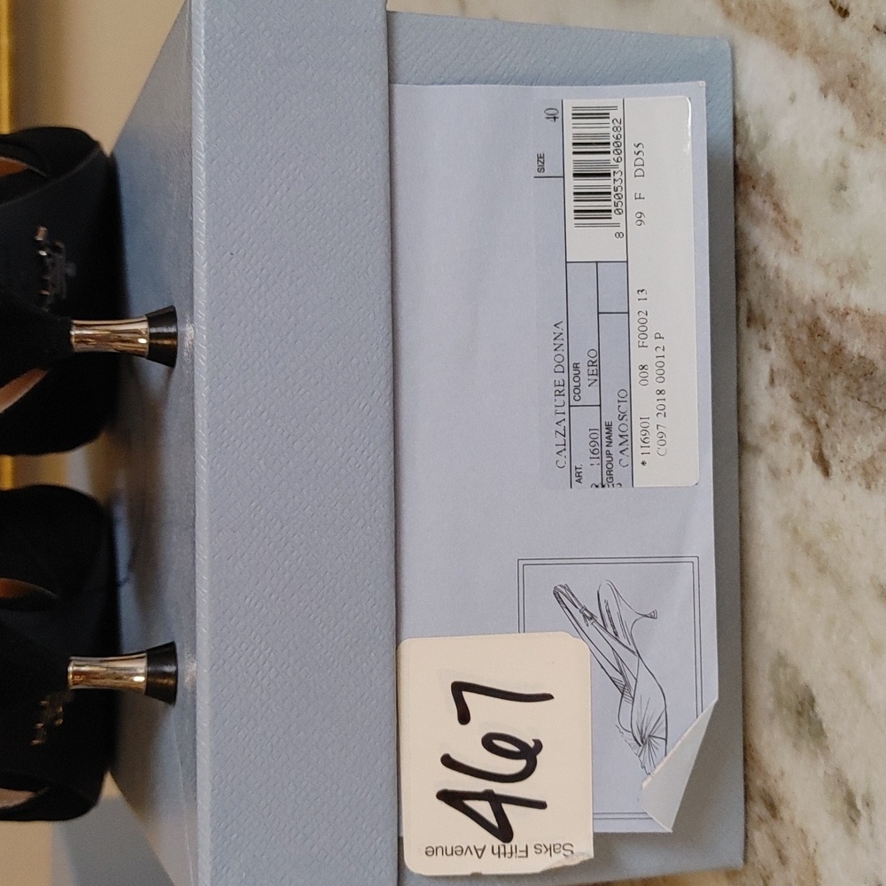 Prada Camoscio Black Suede Sling Back Size 40 - Picture 10 of 12